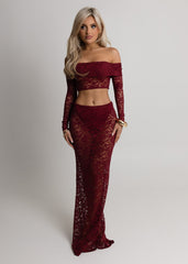Opulent Dreams Lace Two Piece - Burgundy