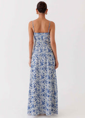 Angelina Maxi Dress - Blue Paisley Print