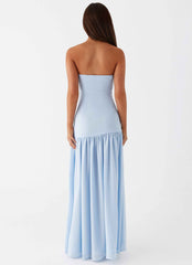 Eden Maxi Dress - Blue Strapless Chiffon