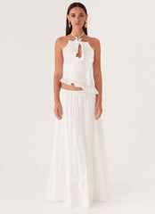 Mariella Maxi Skirt - White Linen A-line