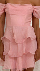 OFF-SHOULDER TIERED MINI PARTY COCKTAIL DRESS