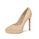 nude color waterproof platform high heels for women