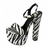 Zebra Stripe Furry Platform Sandals