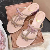 Street Style Crystal Bowknot Women Slippers Sandals
