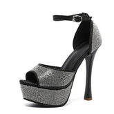 Runway Sexy Peep Toe 14CM White High Heels Women's Sandals