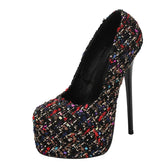 Mixed Colors Platform High Heels Party Club Stripper Shoes Sexy Round Toe Slingback Women Pumps