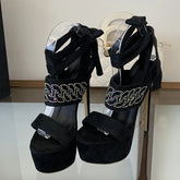 Sexy Rhinestone Ankle Cross Strap Women's 17CM Fetish Sandals