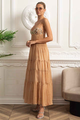 TIERED MESH MAXI SUMMER DRESS