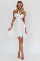 HALTERNECK RUFFLE MINI PARTY COCKTAIL DRESS