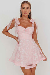 MESH TIED MINI COCKTAIL PARTY DRESS