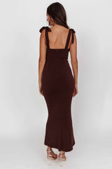TIED STRAP SWEETHEART MAXI WEDDING GUEST DRESS