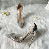 TY-R28 Luxury Silver Diamond Stiletto Heels