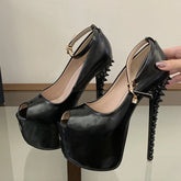 Sexy Peep Toe 17CM Extreme High Heels Party Fetish Shoes Design Rivet Stiletto Women Platform Pumps Sandal Size 41
