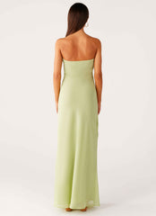 Sassafras Maxi Dress - Lime Beaded Strapless