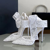 Designer Embroidery Flower Mesh Women Pumps