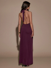 Valentina Plunge Halter Maxi Dress
