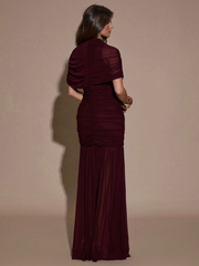 Lauren High Neck Ruched Maxi Dress