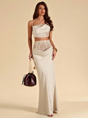 Tarsha Satin Lace Two-Piece Maxi Skirt Set