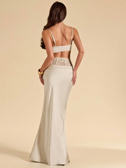 Tarsha Satin Lace Two-Piece Maxi Skirt Set