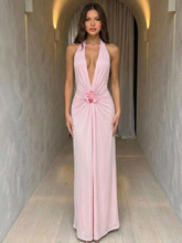 Tara Halter Maxi Dress with Floral Detail