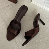 Summer Round Open Toe Silk Women Slippers Sandals