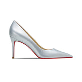 matte silver pointed soft patent leather high heels for women's fashion