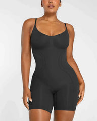 Bare Essentials Midi Bodysuit - Black Seamless Tummy Control