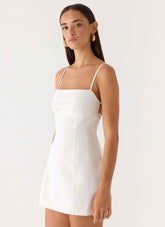 Second Sun Mini Dress - White Adjustable Straps