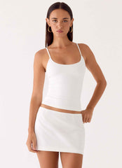 Sofia Mini Skirt - White Low-Rise
