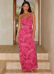 Vietta Maxi Dress - Fuchsia Sequin