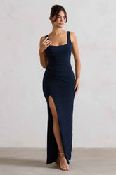 Kate Maxi Dress - Navy Square Neck Plunge Back