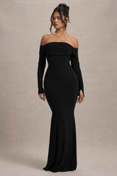 Amaia Maxi Dress - Black Bardot Cowl