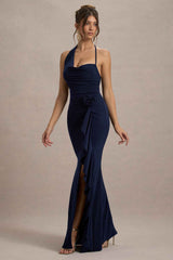 Lucena Maxi Dress - Navy Floral Cowl-Neck
