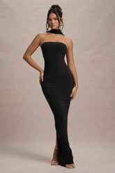 Nobu Maxi Dress - Black Halter Collar