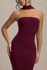 Nobu Maxi Dress - Burgundy Halter Collar