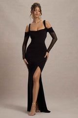 Milana Maxi Dress - Black Draped Wrap
