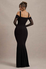 Milana Maxi Dress - Black Draped Wrap