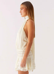 Willow Mini Dress - Ivory Halter Neck