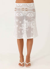 Yanna Midi Skirt - White Lace