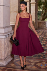 Betty Cherry Lacquer Midi Dress