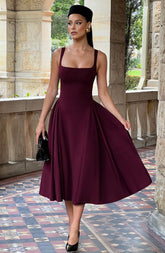 Betty Cherry Lacquer Midi Dress