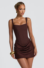 Cornelia Plum Brown Mini Dress