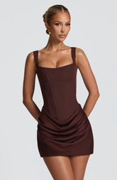 Cornelia Plum Brown Mini Dress