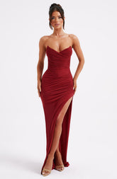 Giovanna Wine-Colored Maxi Dress