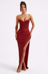 Giovanna Wine-Colored Maxi Dress
