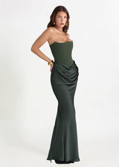 Persephone Corset Dress in Emerald Green