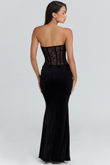 Ayana lace corset maxi evening dress - Black