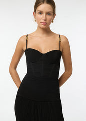 Double Time Pleat Dress in Black