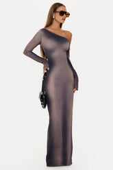 Monroe one shoulder bodycon maxi evening dress - Black