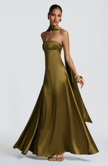 Morven Deep Olive Maxi Dress